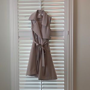 Ivory Belted Sleeveless Trench Coat